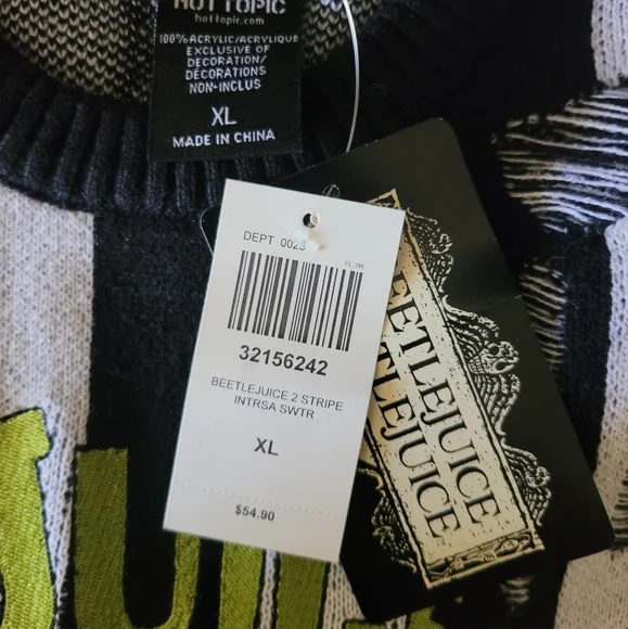 Hot Topic Beetlejuice Stripe Sweater - Picture 6 of 10